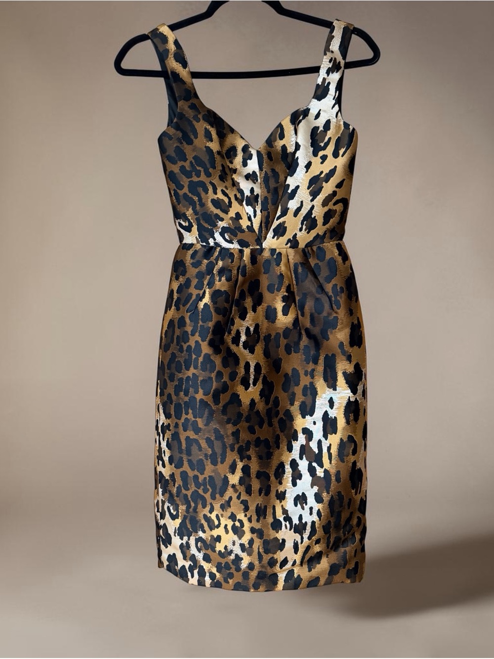 Custom Tailored Leopard Print Sheath Dress in Gold and Black - Size 0